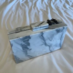 Zara marble square clutch bag